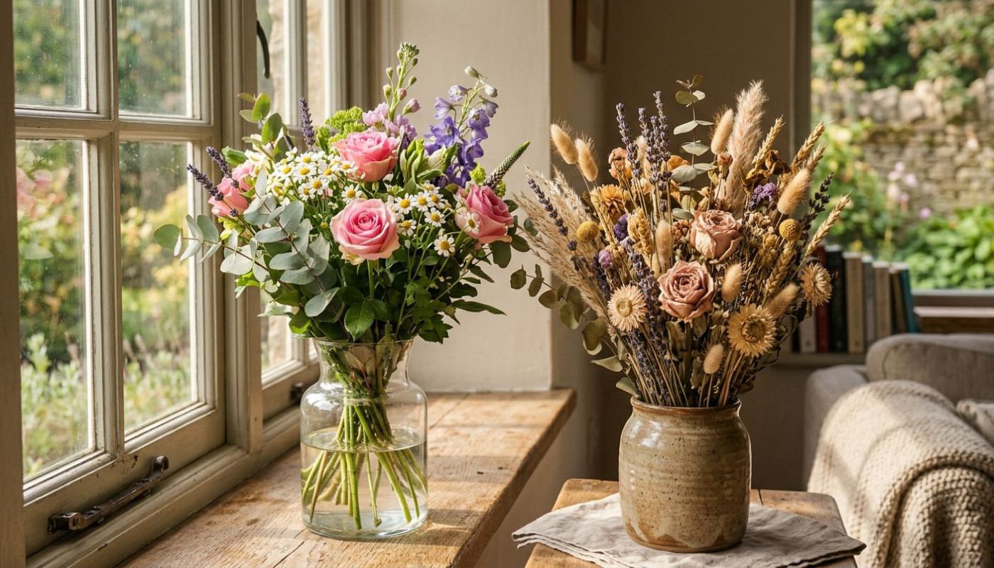 Comment choisir entre fleurs fraîches et séchées pour votre décoration intérieure ?